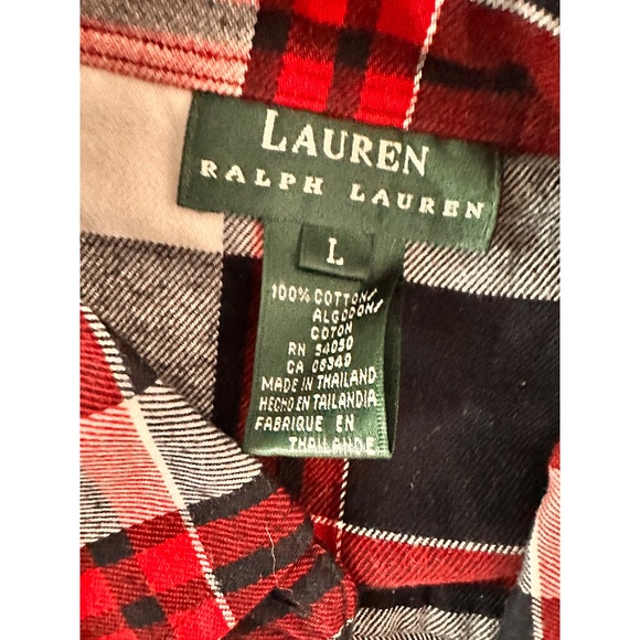 Ralph Lauren Classic Red/Black Plaid Long Sleeve Button Down Collar Shirt, L - Picture 6 of 10